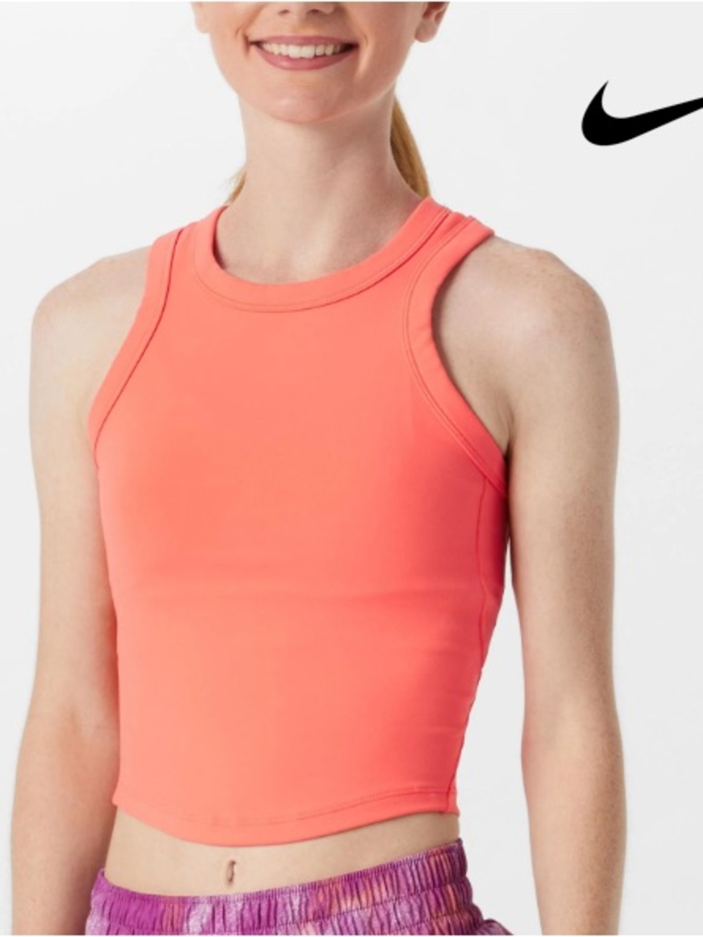 Nike Women’s Orange High-Neck Cropped Tank Top